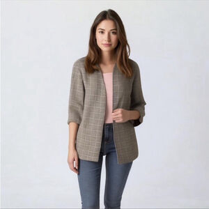 Tanjay Petites lilac plaid open blazer Petite M